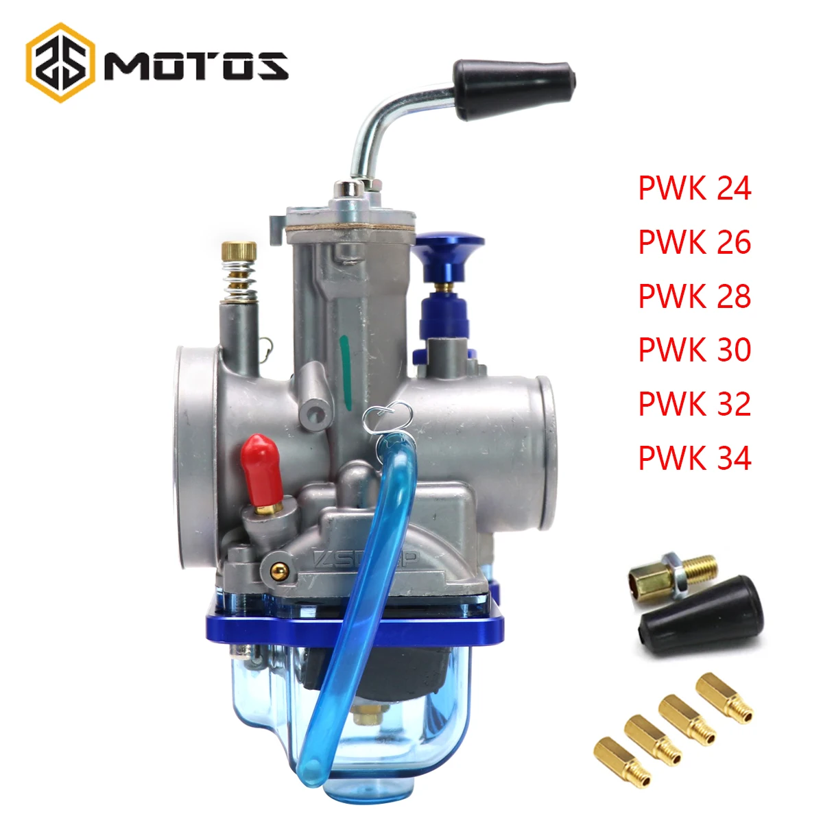 Zs Motos Carburatore Pwk 24 26 28 30 32 34Mm Con Power Jet Blue Float Bowl Per 125-300Cc 4T Moto Dirt Bike Racing Motor