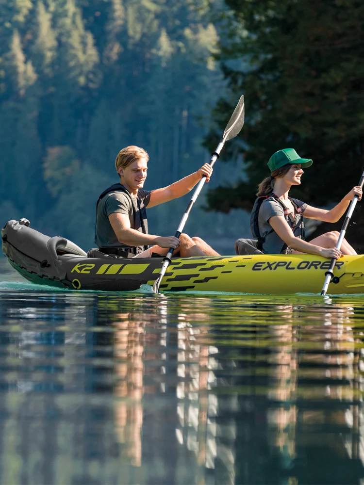 Intex Explorer K2 2 Persone Kayak Gonfiabile 2 Posti Forte Pvc Barca Zattera Canoa 3 Camera D'Aria Paddle Sport Acquatici