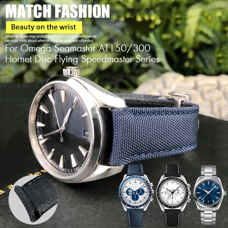 Cinturino In Pelle Di Nylon Di Alta Qualità 20Mm 21Mm 19Mm Adatto Per Omega Seamaster Aqua Terra 150 Goodplanet Gmt Cinturino Per Orologio Con Estremi