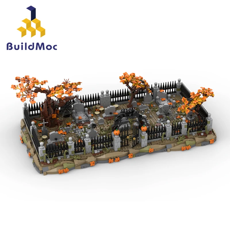 Buildmoc Horror Haunted Ghost House Cimitero Building Blocks Set Halloween Garden Hut Toys For Children Compleanno Regali Di Natale