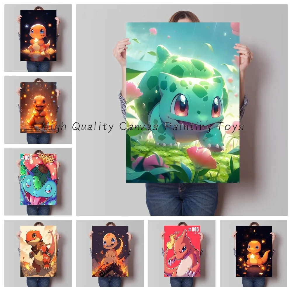 Pokemon Anime Figure Hd Charizard Bulbasaur Squirtle Charmander Artwork Poster Canvas Painting Wall Art Home Room Decor