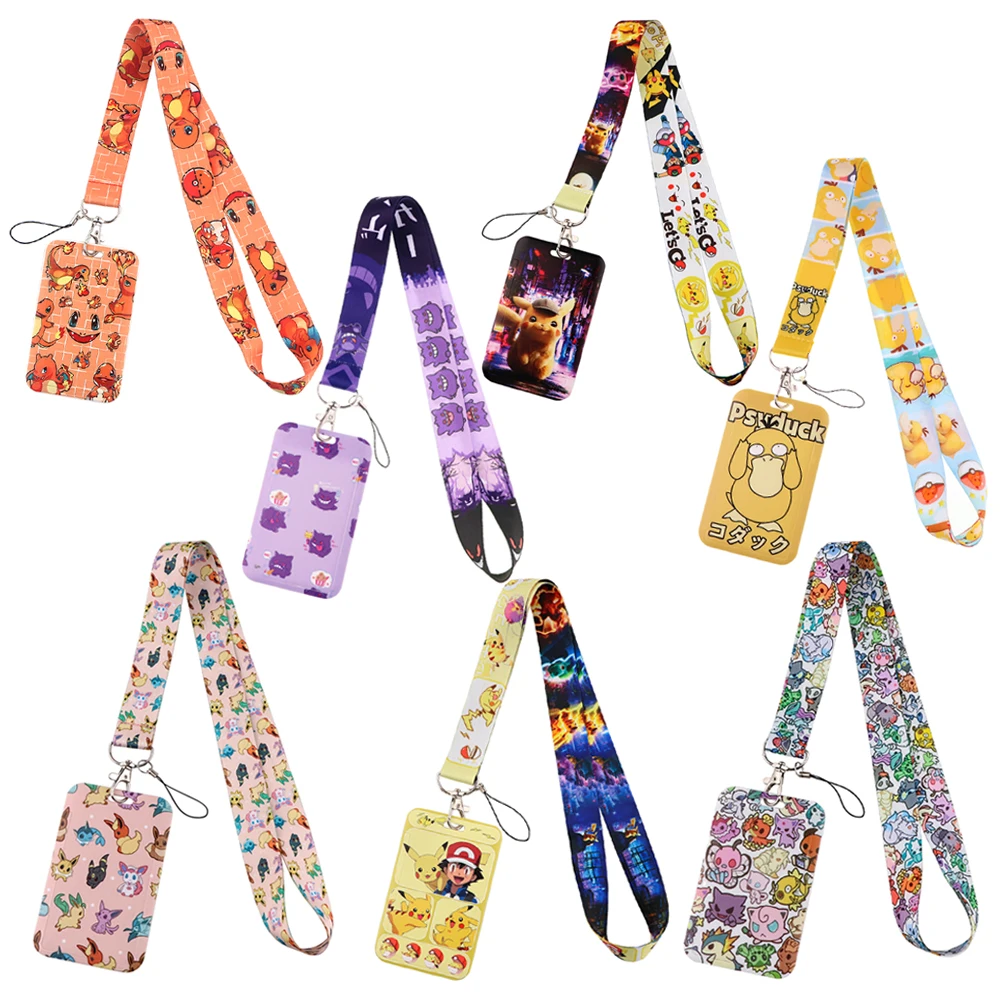 Portachiavi Cartoon Gengar Phone Neck Strap Id Card Badge Holder Charmander Squirtle Pikachu Cordino Portachiavi Accessori Anime