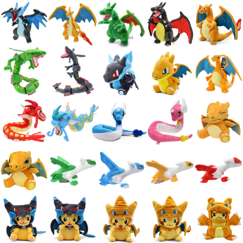Pokemon Mega Rayquaza Fusibile Charizard X Y Peluche Pikachu Shiny Gyarados Dragonair Latios Charmander Bambole Peluche