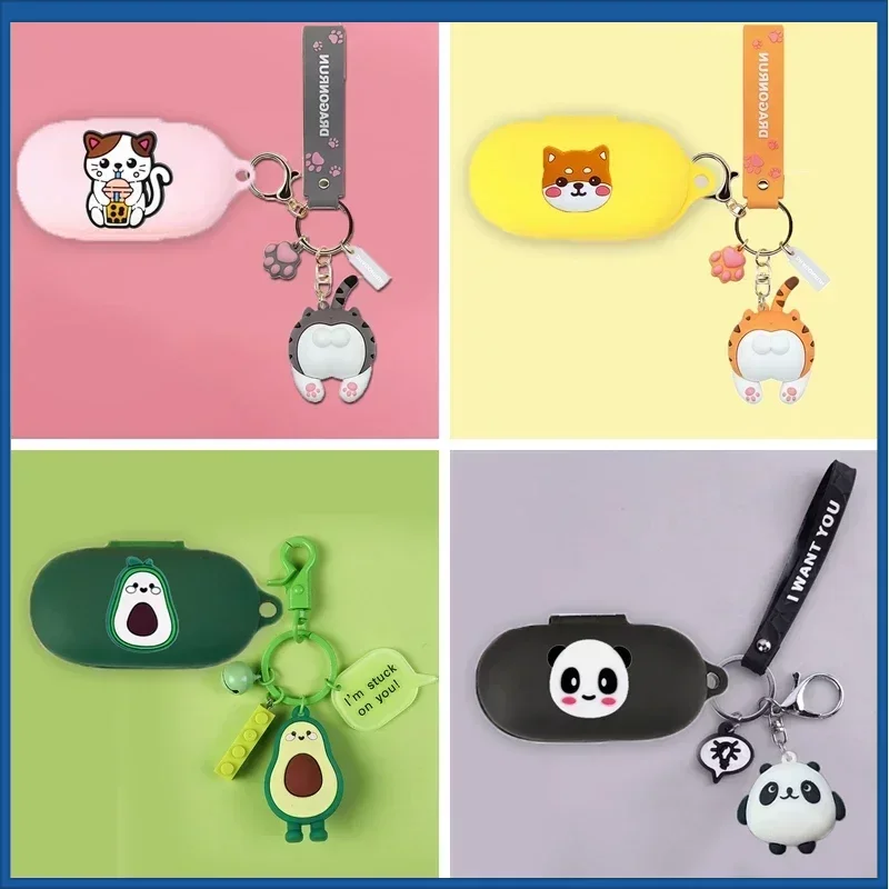 Funda Per Galaxy Buds Plus Custodia Cartoon Cute Cat / Dog / Avocado Ciondolo Auricolari Cover In Silicone Per Galaxy Buds 1 2 3 Cover