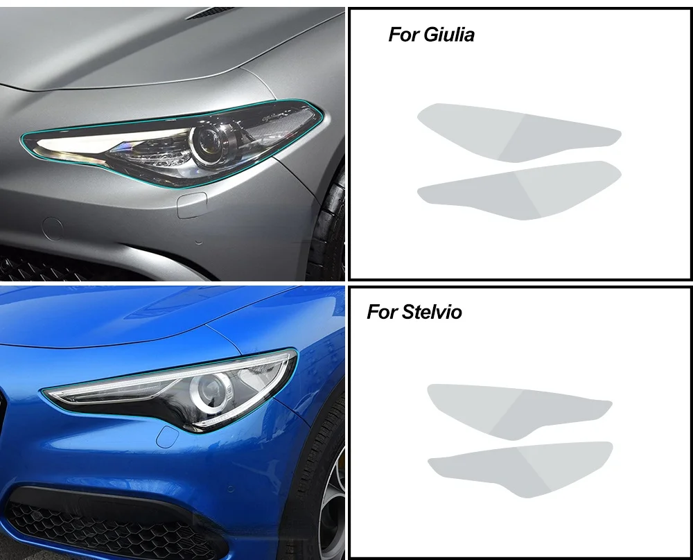 Alfa Romeo Giulia/Stelvio Pellicola Per Fari Annerita Pellicola Protettiva In Tpu Trasparente Prodotti Modificati