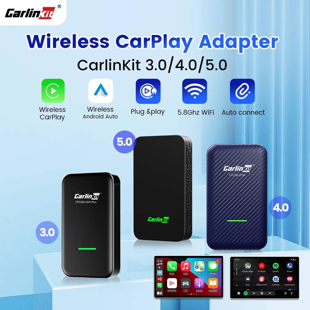 Carlinkit 5.0 Wireless Android Auto Box Carplay Adattatore Wireless Usb Auto Radio Ai Box Dongle Converti Cablato In Wireless Carplay