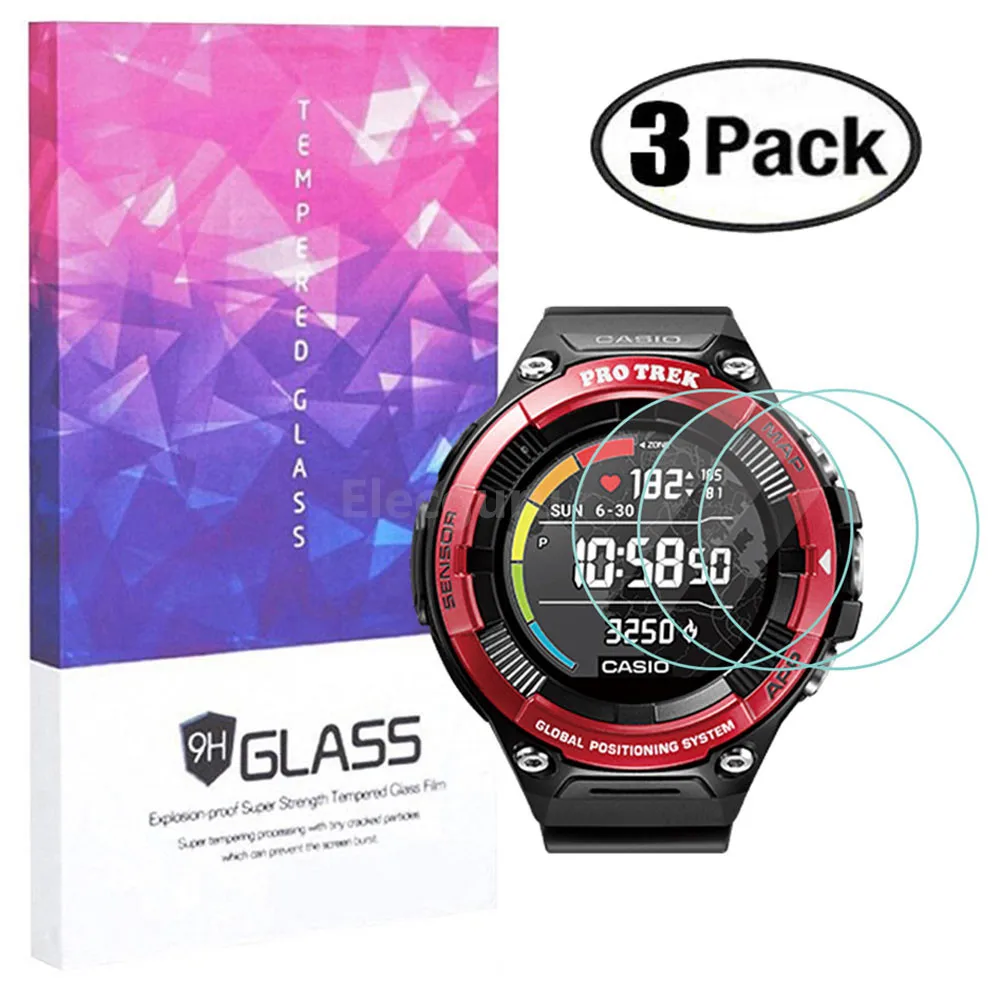 Confezione Da 3 Per Casio Pro Trek Smart Wsd-F21Hr Proteggi Schermo 9H Vetro Temperato 2.5D Antigraffio Vetro Protettivo Antideflagrante