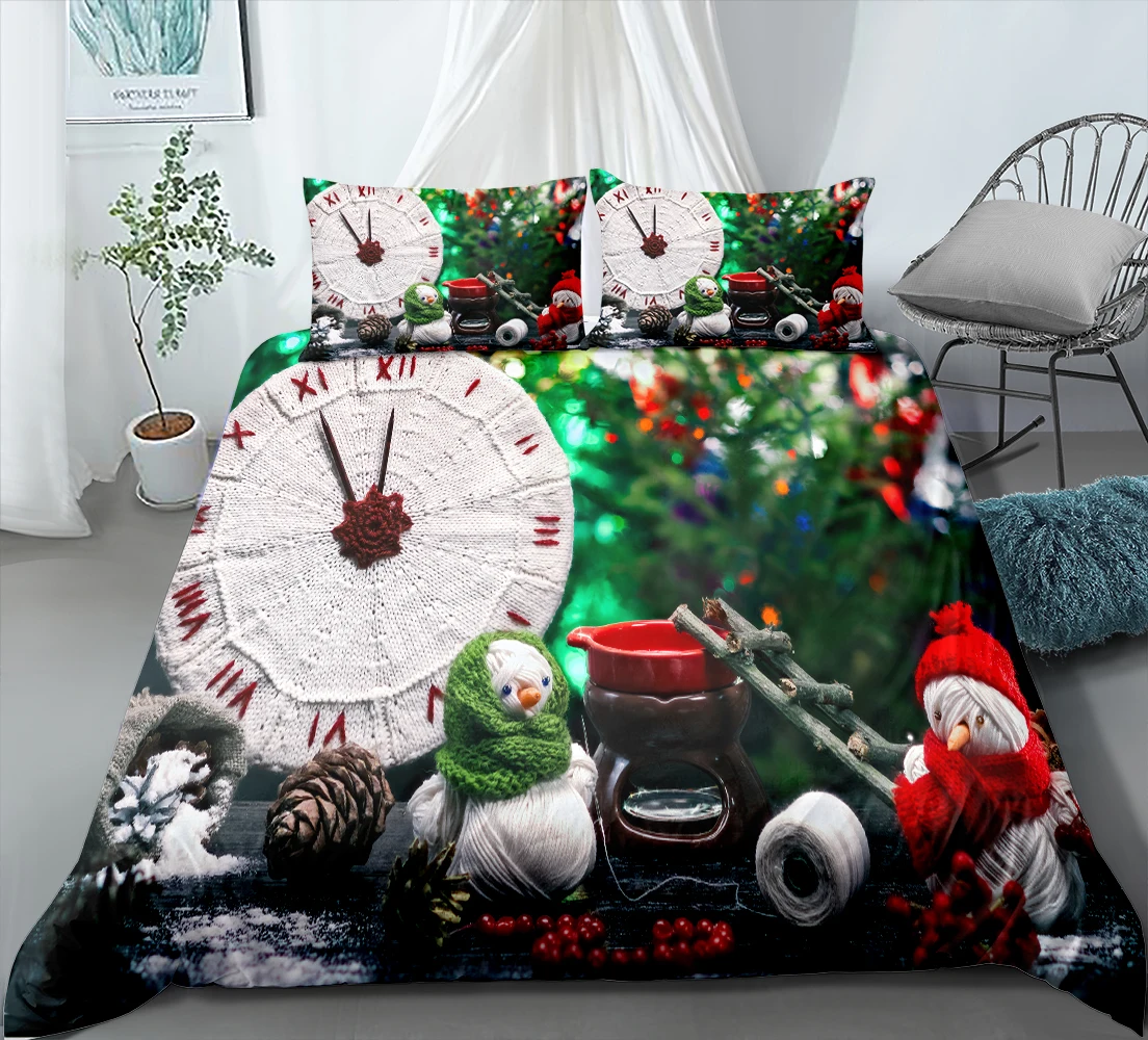 2/3 Pezzi Merry Christmas Bedding Set String Ball Snowman Copripiumino Festival Happy Holiday Bed Copripiumino Set Copripiumino Capodanno