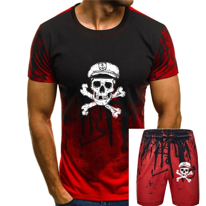 2020 Fashion Camiseta T-Shirt Marinero Skull- Pirata Capitan Calavera Ancla Capitan Negro Tee Shirt
