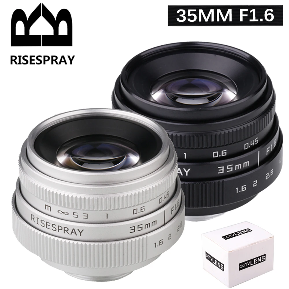 Risespray 35Mm F1.6 Messa A Fuoco Manuale Mf Prime Lens Lens Ii Per Eosm N1 Fujifilm Fuji Nex Micro 4/3 Argento Nero