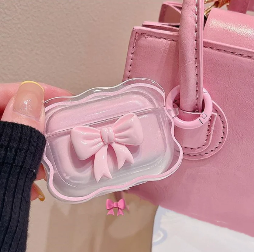 Custodia Per Auricolari Con Fiocco Rosa Ins Per Apple Airpods2/3 Generation Pro Girls Wireless Bluetooth Headset Protect Case Cute Protect Cover