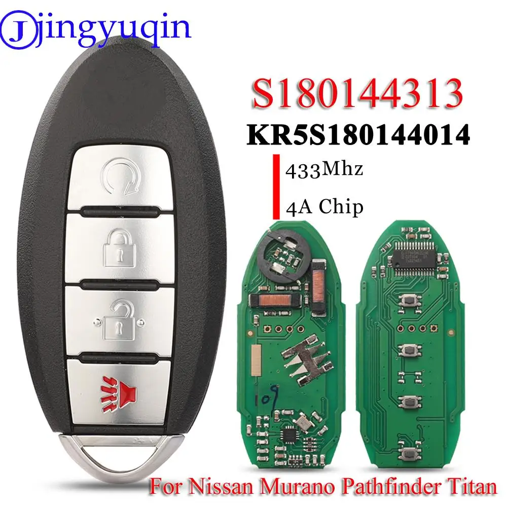 Jingyuqin S180144313 4Bnt Prossimità Smart Key Fob 433Mhz 4A Per Nissan Murano Pathfinder Titan 2015 2016 2017 2018 Kr5S180144014