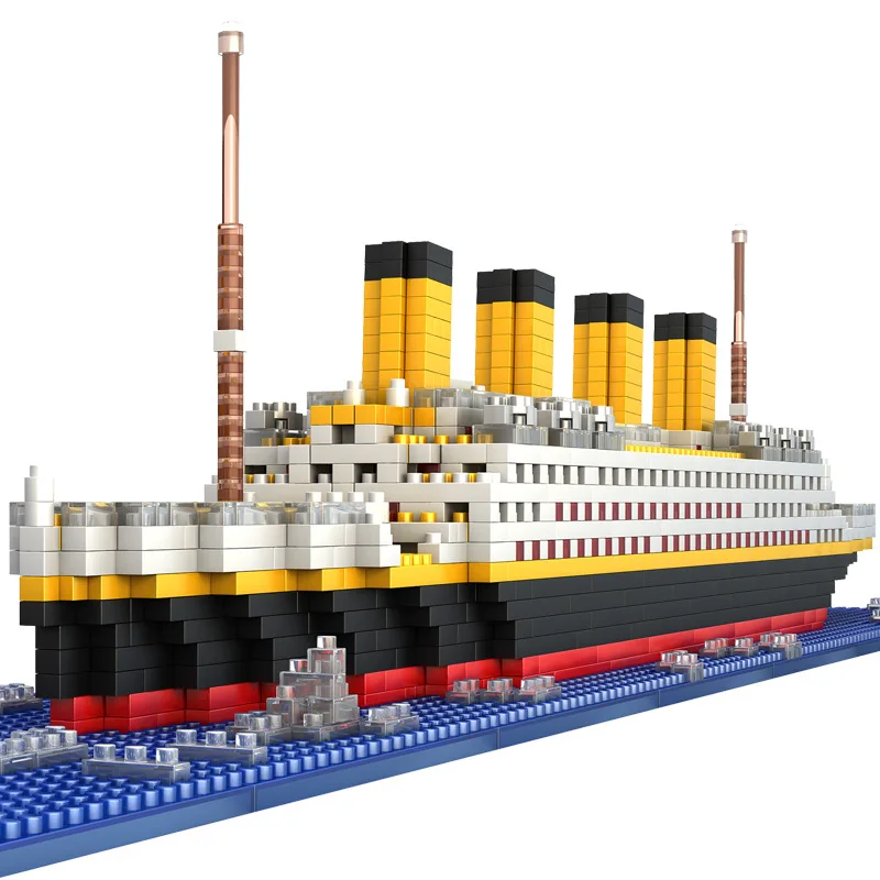 1860 Pcs Diamond Blocks Rms Cruise Titanic Ship Boats Set Model Mini Building Bricks Kit City My Heart Will Go On Kids Toys