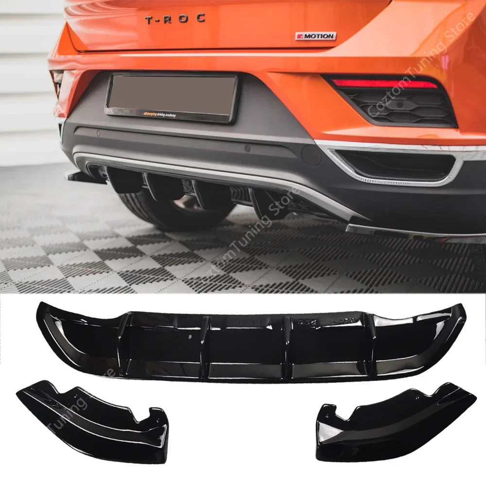 Maxton Style Rear Valance & Rear Splitter Per Vw T-Roc Mk1 A11 Tsi Tdi Diffusore Paraurti Posteriore Lip Bodykit 2017-2021 Pre-Lci Tuning