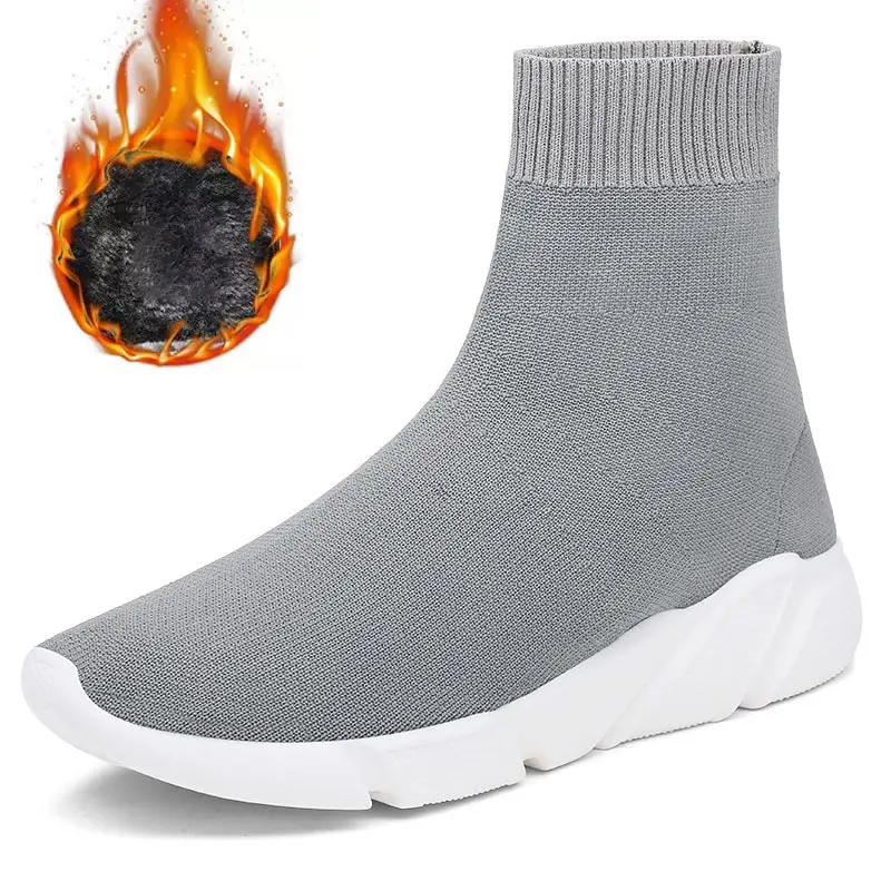 Grande Numero Hightop Scarpe Sportive Leggere Uomo Sneakers Alte Uomo Scarpe Sportive Calze Da Donna Sneakers Per Corsa E-626 Grigio