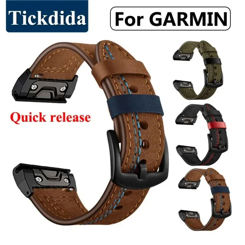 Cinturino In Pelle Per Garmin Fenix 5X Plus 5 Fenix 6X 66 Fenix 7X Pro 8 Tactix 7 Amoled Forerunner 965 Cinturino A Sgancio Rapido 26Mm 22Mm