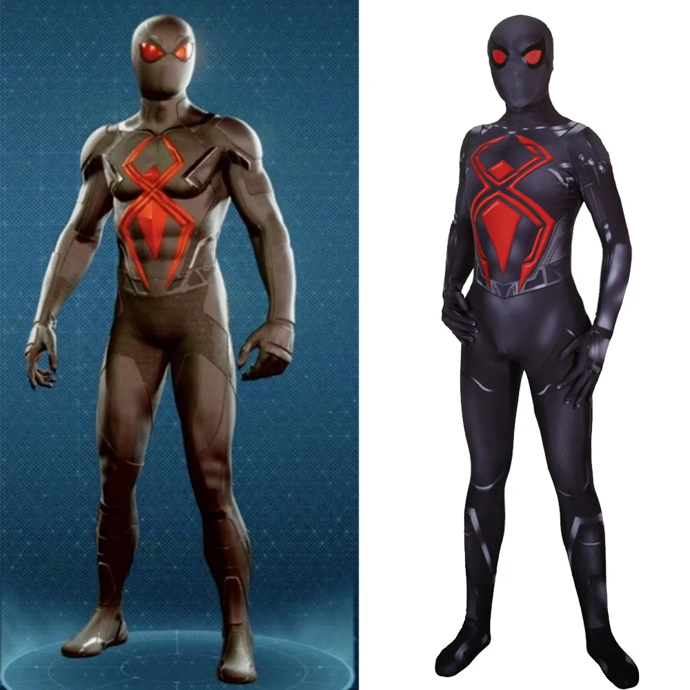 Ps5 Spiderman Dark Suit Costume Cosplay Superhero 3D Printed Spandex Spidey Boy Zentai Suits Costume Di Halloween