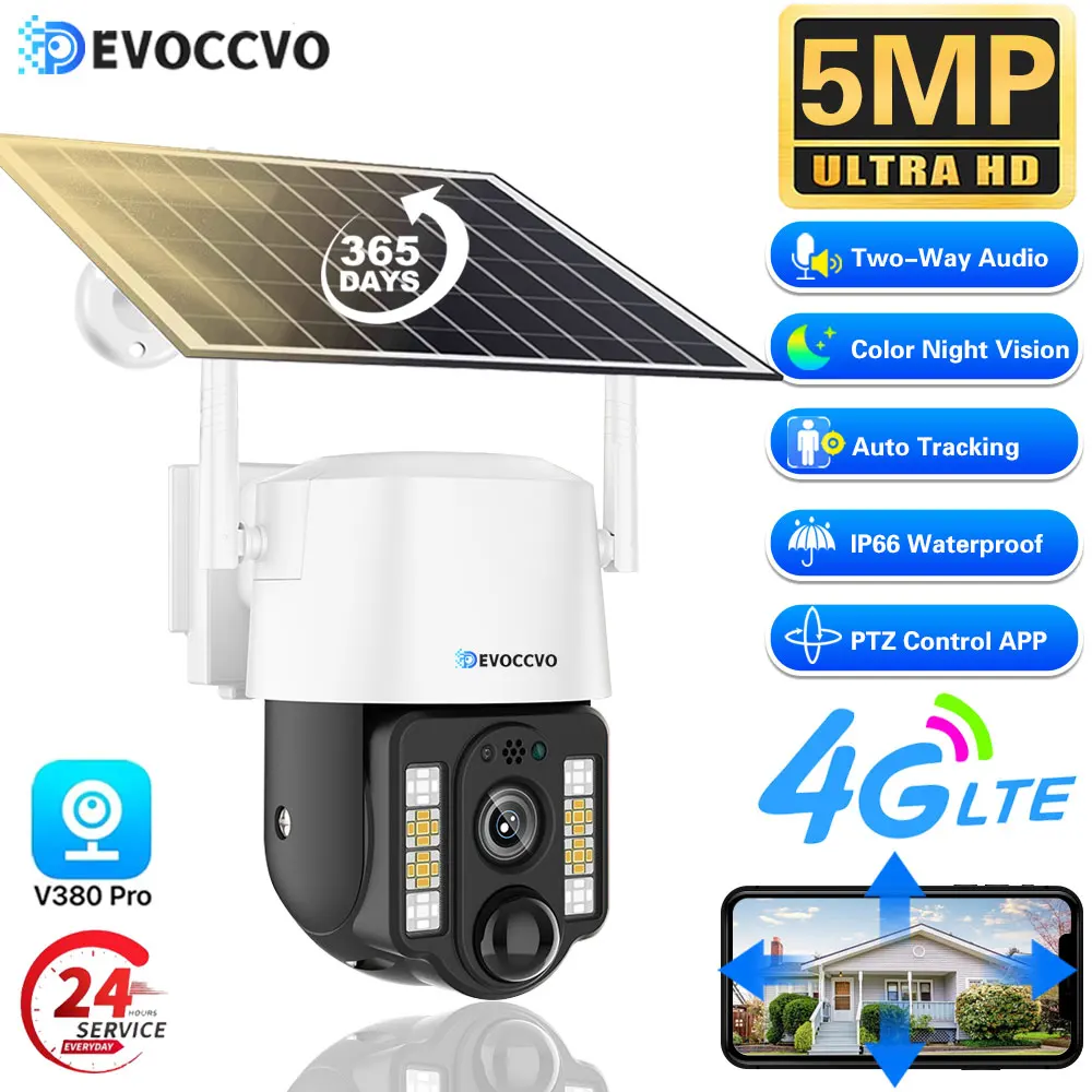 Telecamera Solare 4G Wifi Outdoor Pir Motion Detection Visione Notturna Wireless Solaire Panel Camara V380 Pro Cctv Security Protection