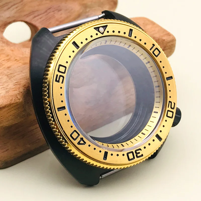 Nero Seiko Skx 6105 6309 Turtle Nh35 Custodie Per Orologi Fit Nh35 Nh36 4 R35 4 R36 Movimento Automatico Con Custodie Per Orologi Gold Bezle