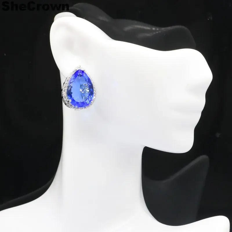 Acquista 3 Ottieni 1 Gratis 22X16Mm Lovely Cute 18X13Mm Drop Violet Tanzanite Blood Ruby Green Tsavorite Garnet Daily Wear Orecchini In Argento