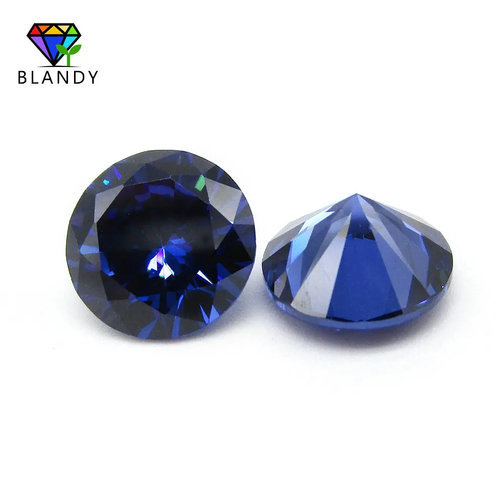 1000 Pz/Lotto 5A 1.0-2.5 Millimetri Di Figura Rotonda Blu Scuro Cz Macchina Di Pietra Cut Cubic Zirconia Pietra Gemme Sintetiche Per Monili