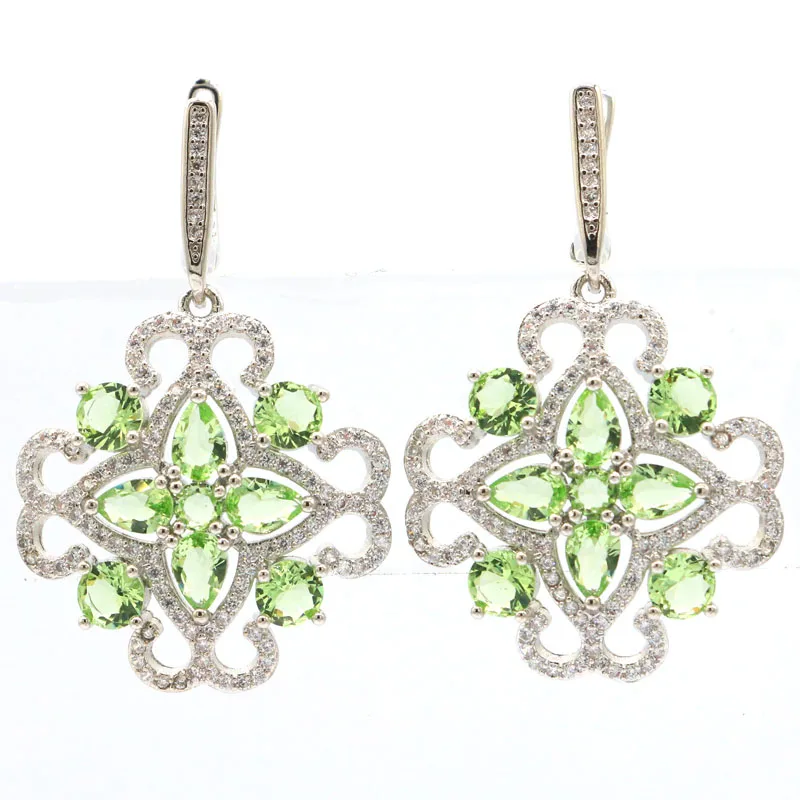 43X28Mm Affascinante Verde Tsavorite Granato Blu Viola Tanzanite Bianco Cz Per Orecchini In Argento Regalo Fidanzate