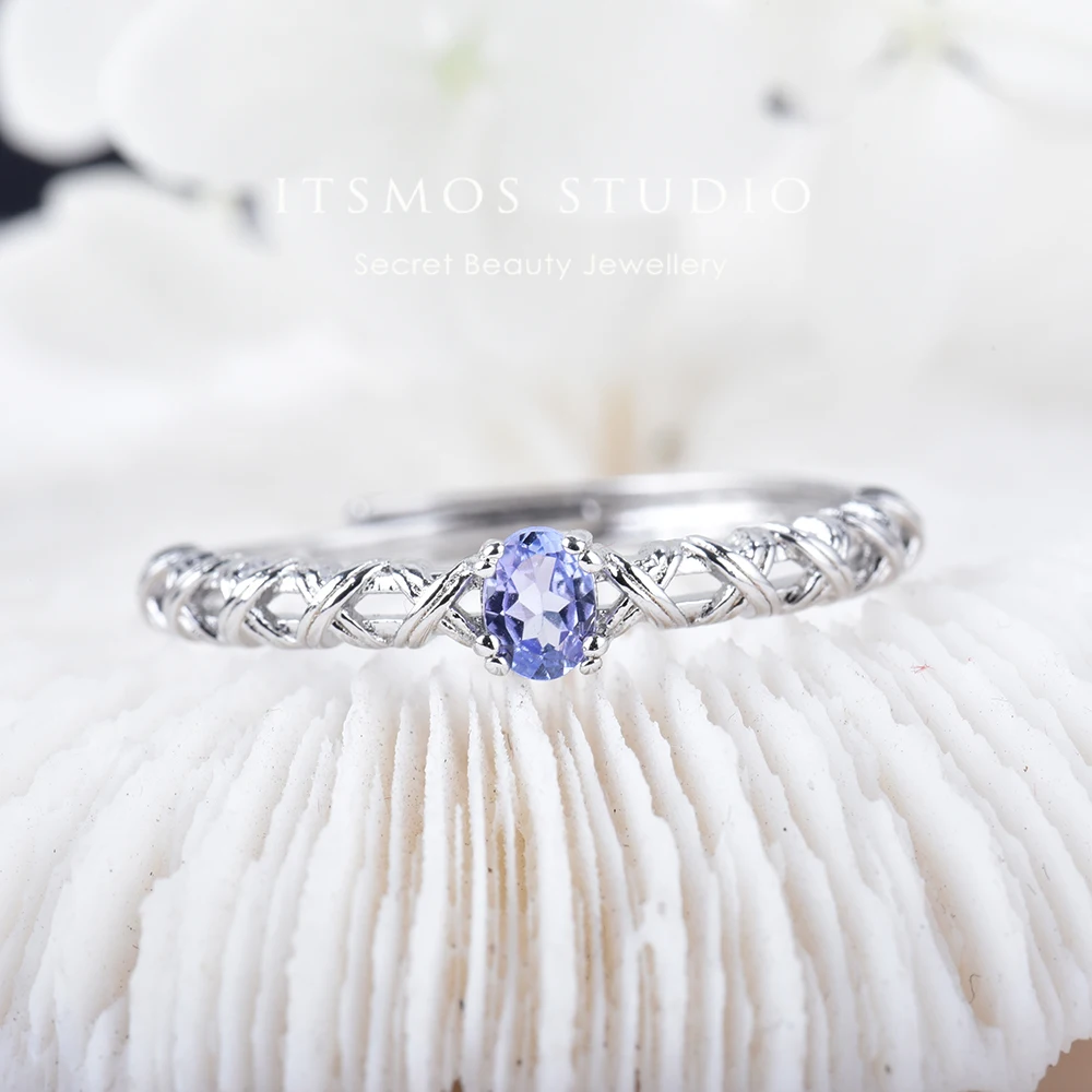 Itsmos Prezioso Tanzanite Infinity Ring Natural Gemstone Purple Daily Statement Rings Gioielli Freschi Per Le Donne Energy Gift