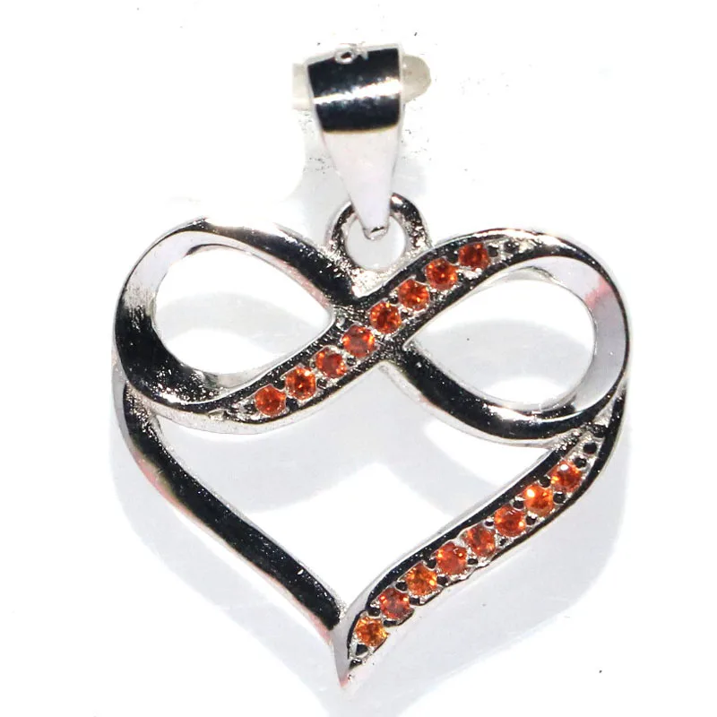 21X17Mm Pretty Heart Shape Orange Spessartine Granato Pink Kunzite Tanzanite Cz Regalo Donna 925 Ciondolo In Argento Sterling Massiccio