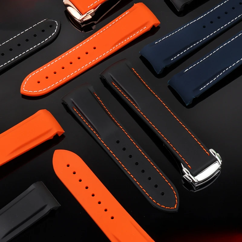Per Omega Haima Super Hamilton Longines Conquest Seiko 22 20Mm Interfaccia Ad Arco Cinturino Per Orologio Con Fibbia Pieghevole In Silicone Impermeabi
