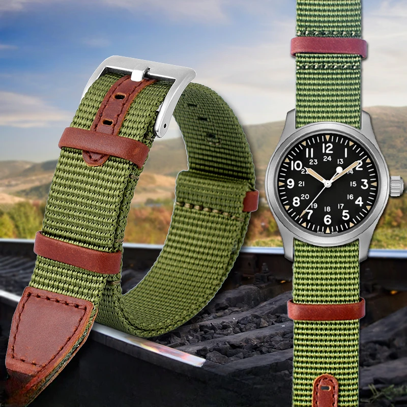 Cinturini In Nylon Intrecciato Morbido Impermeabile Per Hamilton Khaki Army Green Field H69439931 H69439411 Cinturino Per Orologio Serie 20Mm 22Mm