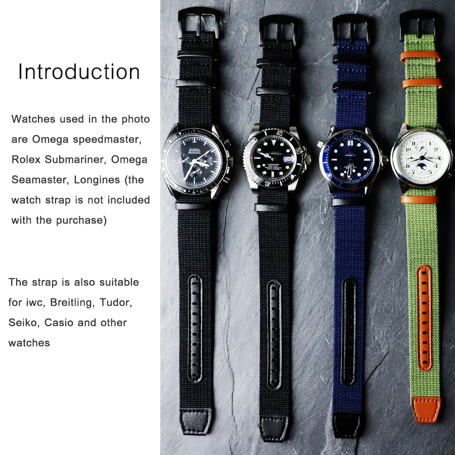 20Mm 22Mm Nylon Canvas Zulu Nato Cinturino Per Orologio Per Omega Rolex Citizen Cinturini Seikotudor Iwc Hamilton Samsung Huawei Amazfit