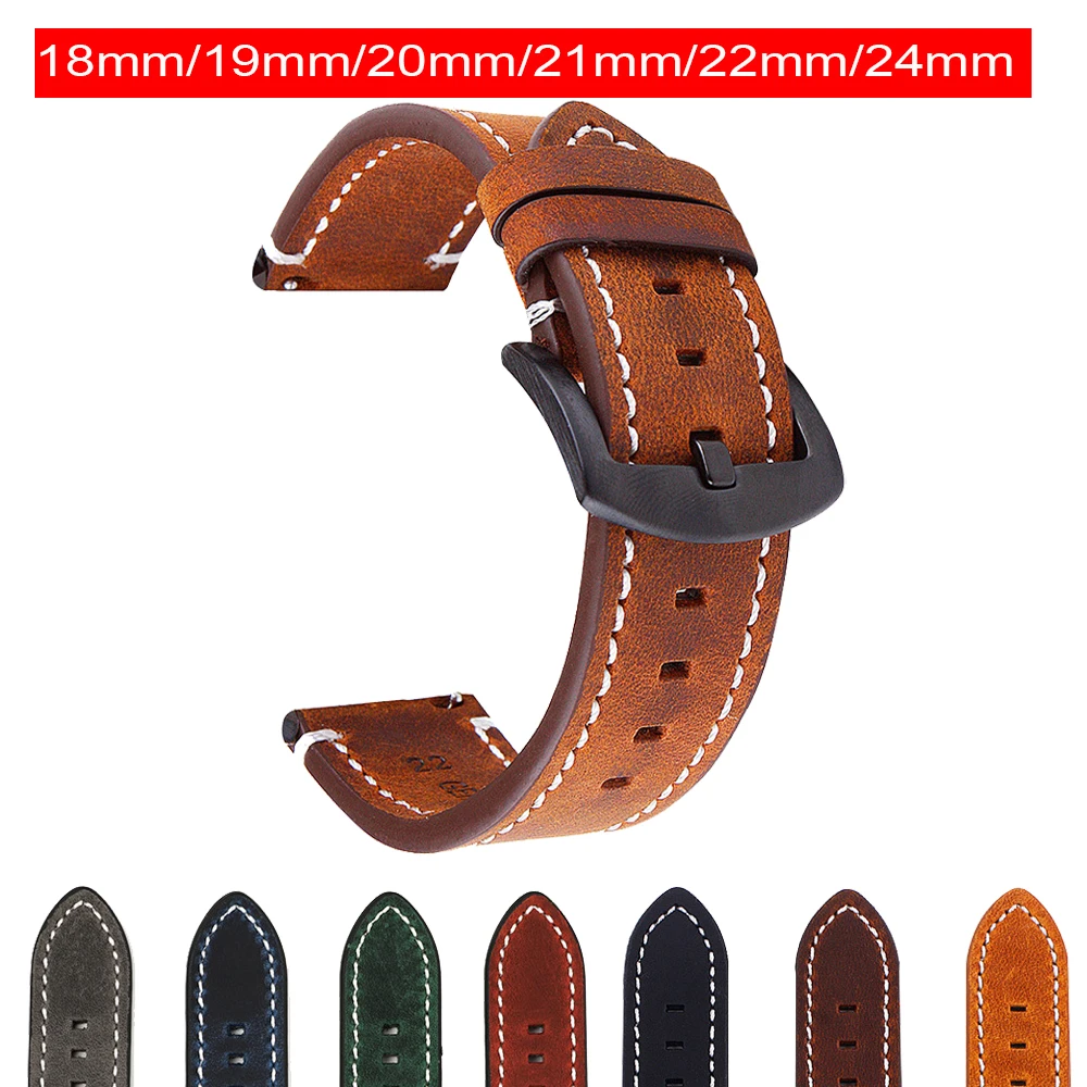 Cinturino Vintage In Vera Pelle 20Mm 22Mm 24Mm Bracciale Per Panerai Hamilton Accessori Per Cinturini Fossili Cinturino A Sgancio Rapido