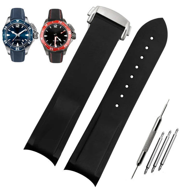Cinturino In Gomma Con Estremità Curva Da 20Mm 22Mm Per Hamilton Kaki Navy Frogman H777050 H778050 Cinturino Per Cinturino In Silicone Subacqueo