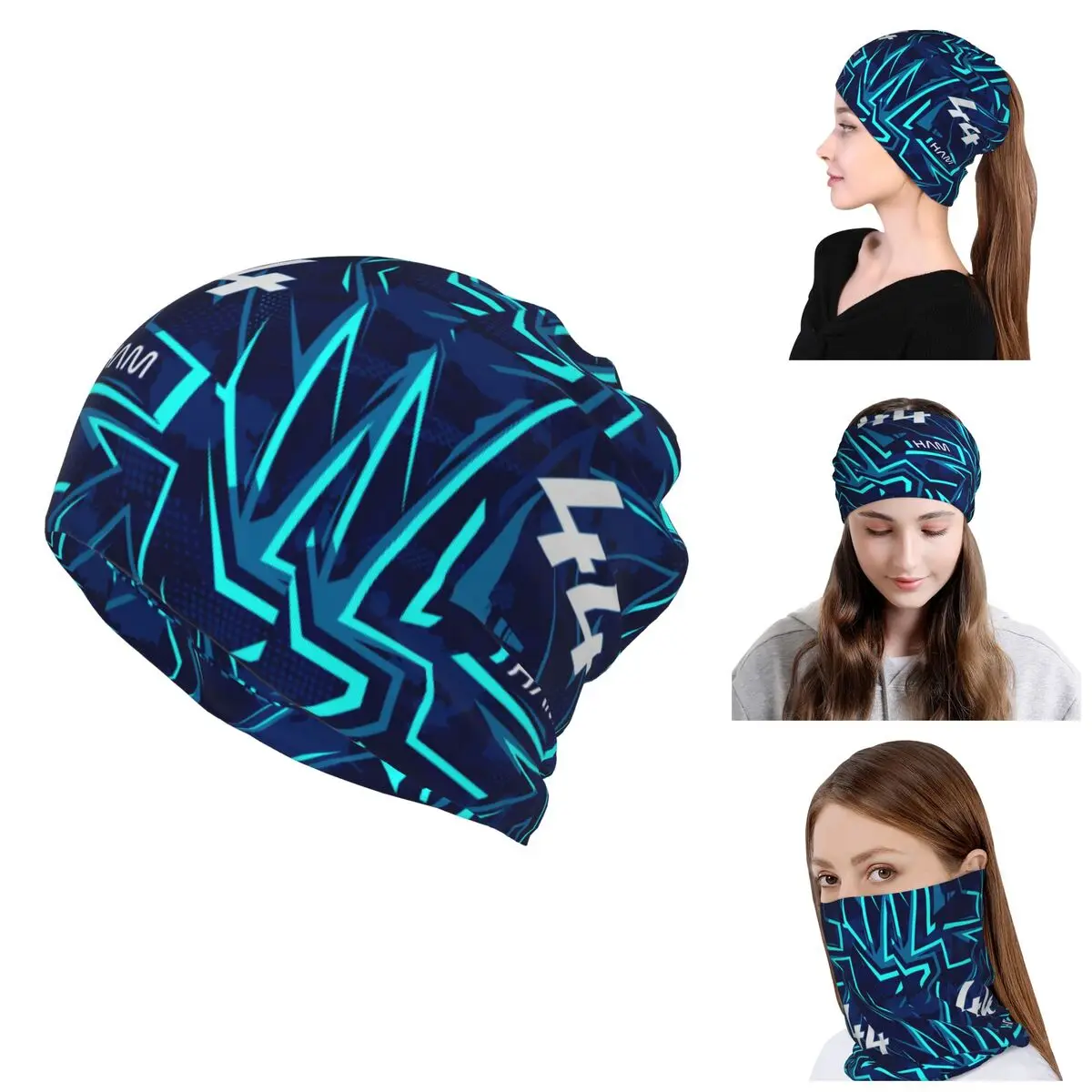 Retro Hamiltons 44 Art Winter Skullies Berretti Cap Fascia Collo Sci Caccia Tubo Sciarpa I Ham Sport Car Race Face Bandana Ghetta