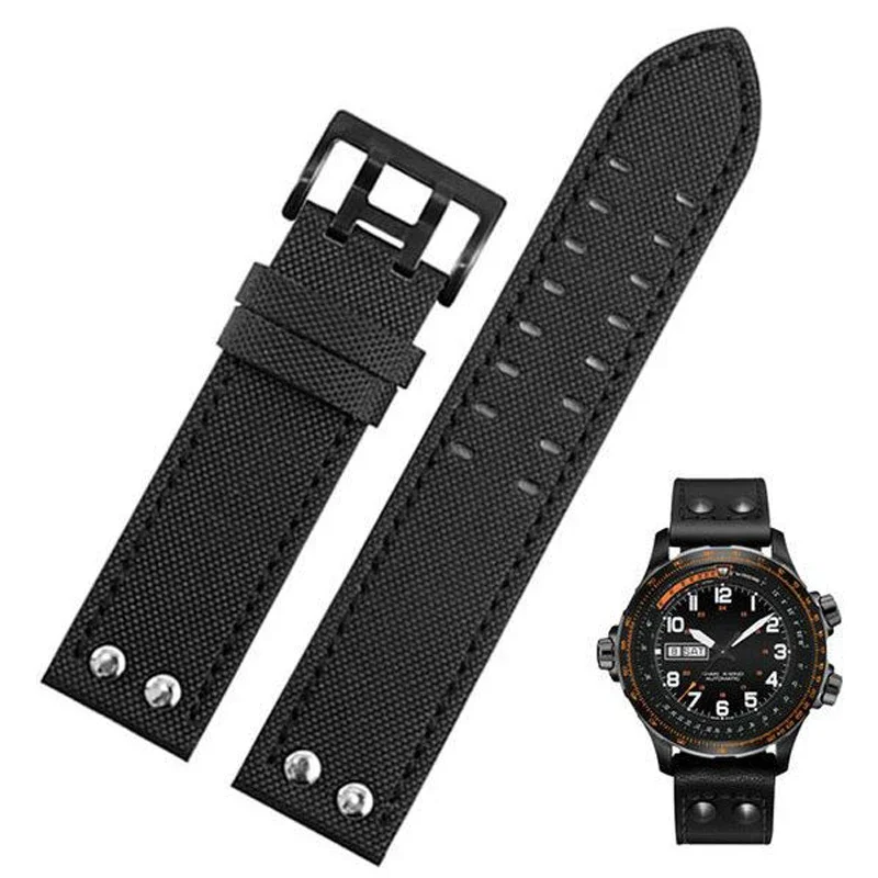 Cinturino In Pelle Di Nylon Con Rivetto Per Hamilton Kaki Field Aviation H70575733/H71626735 Cinturino Per Orologio Sportivo Bracciale Da Uomo 20 Mm22