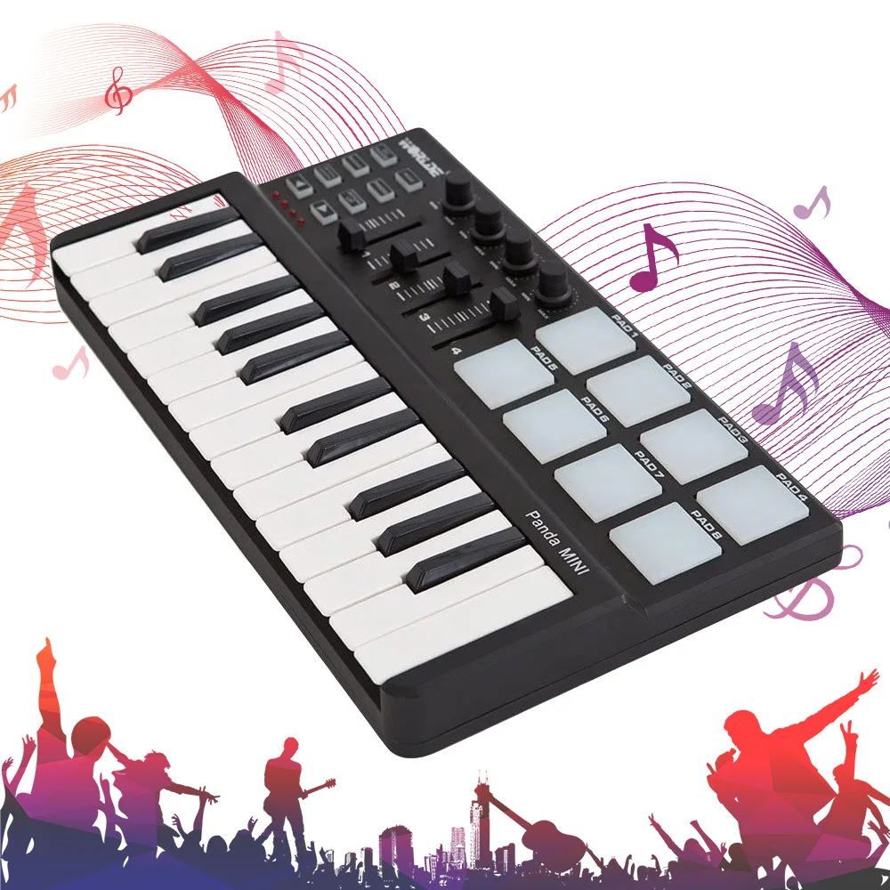 Midi Controller Professional Worlde Panda Mini 25 Tasti Usb Keyboard Drum Pad Midi Controller Gift
