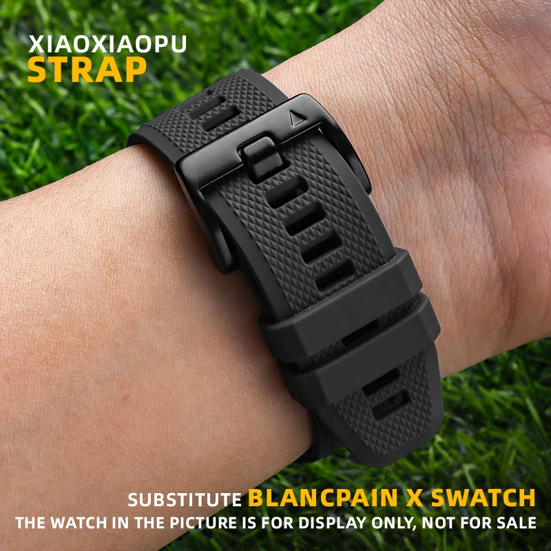 Cinturino A Sgancio Rapido Da 22Mm Sostituto Swatch X Blancpain Bioceramica Scuba Fifty Fathoms Cinturino In Silicone Con Struttura Nera In Silicone