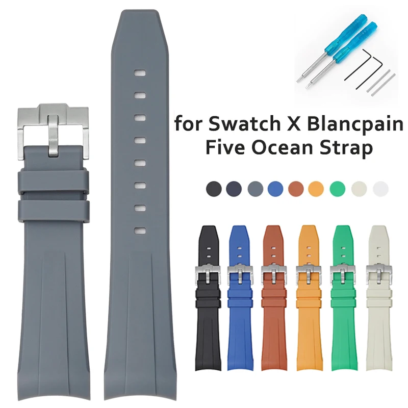 Cinturino Terminale Curvo Da 22Mm Per Cinturino In Gomma Tpu Impermeabile Serie Swatch X Blancpain Fixty Fathoms Five Ocean Per Uomo Donna
