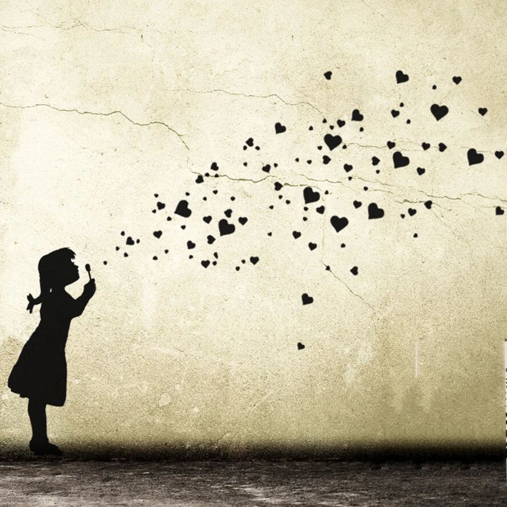 Banksy Heart Bubble Girl Wall Sticker Stanza Dei Giochi Camera Da Letto Urban Berlino Street Art Wall Decal Soggiorno Vinyl Home Decor