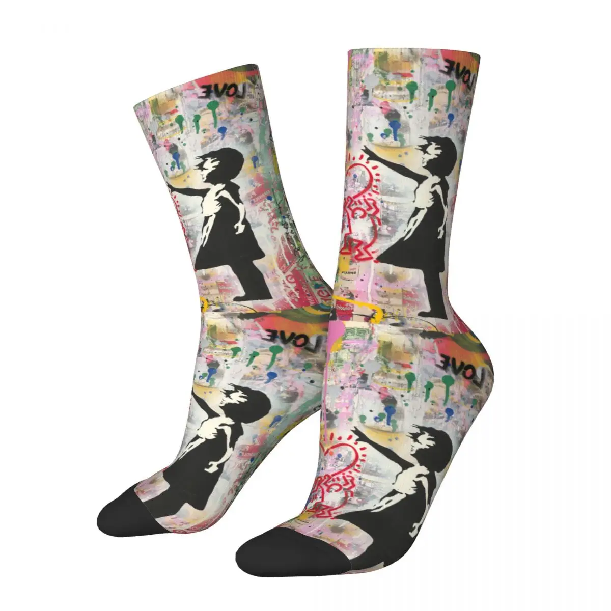 Calzini Da Calcio Colorati Mr Brainwash Bio Graffiti Art Banksy Calzini Lunghi In Poliestere Per Unisex Antiscivolo