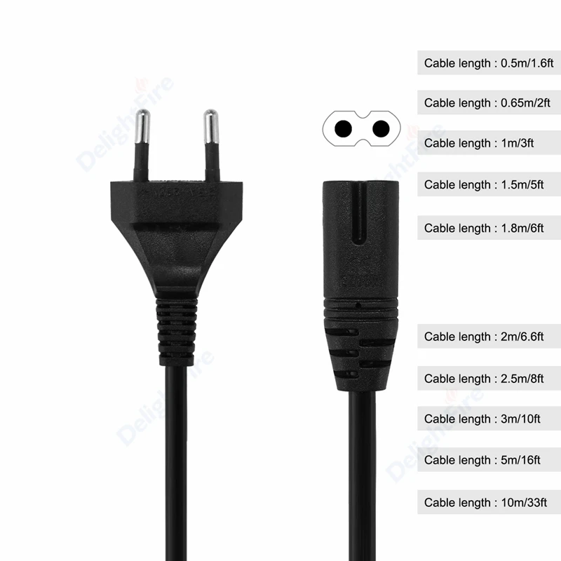 Cavo Di Alimentazione C7 6Ft 2.5M 5M Radio Eu Plug Cavo Di Prolunga Di Alimentazione Per Sony Ps 3 4 Console Caricabatteria Laptop Samsung Tv Speaker