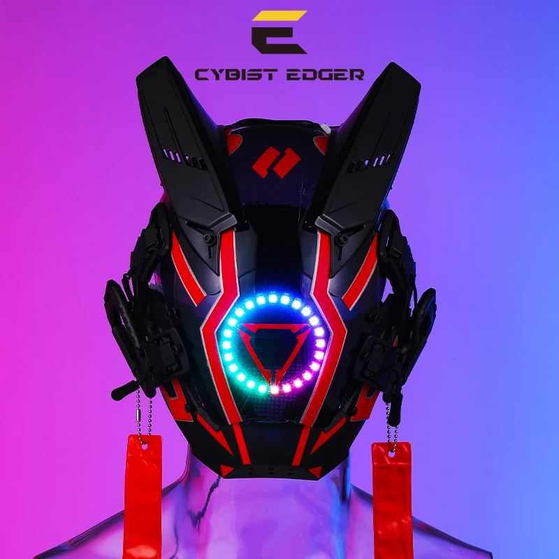 Cyberpunk Mask Colorful Led Night City Festival Red Armored Cosplay Stage Proprietà Sci-Fi Regali Per Feste Di Halloween Per Adulti