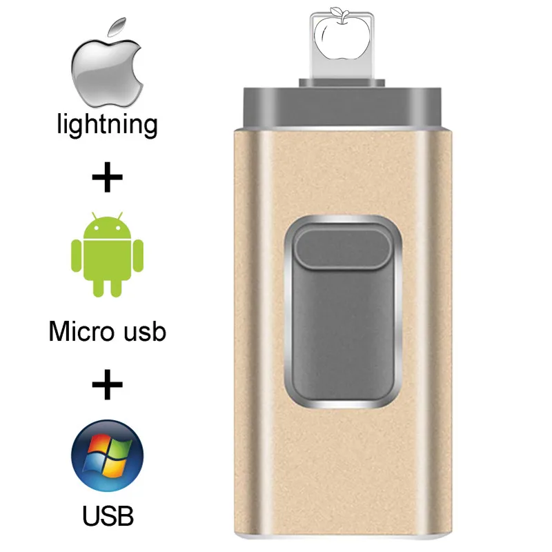 Pendrive 128Gb 3 In 1 Iphone Usb Flash Drive Otg 32Gb Pendrive 3.0 Cle Usb Flash Drive 64Gb Per Iphone /Android/Tablet Pc