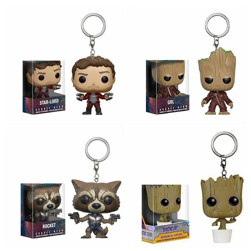 Funko Movies Guardians Of The Galaxy 2 Dancing Groot Baby Groot Portachiavi Toys Star-Lord Rocket Bobble-Head Portachiavi Toys