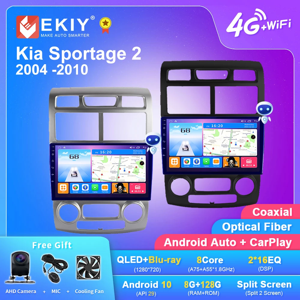 Ekiy T7 Android 10 Autoradio Per Kia Sportage 2 2004 2005 2006 2007-2010 Android Auto Multimedia Player Stereo Bt 2Din Dvd Hu