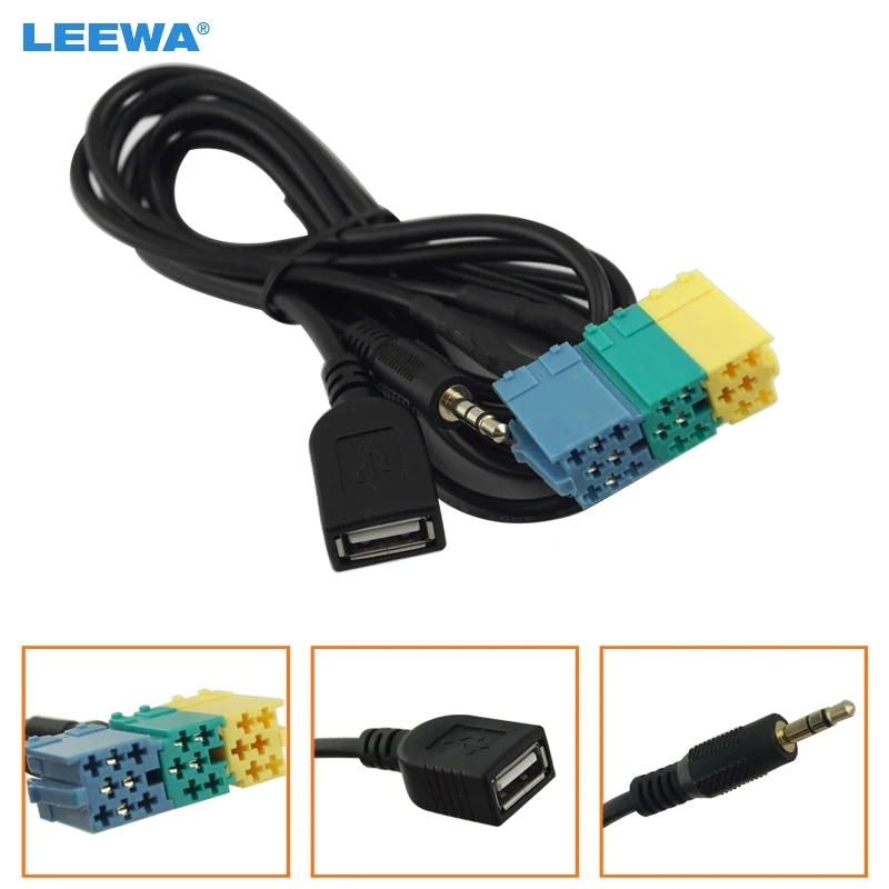 Leewa 10 Pz 2 In1 3.5 Mm + Usb Plug Audio Adapter Cable Kia Aux Cavo Lettore Cd A Mp3 Per Hyundai Kia Sportage # Ca3072