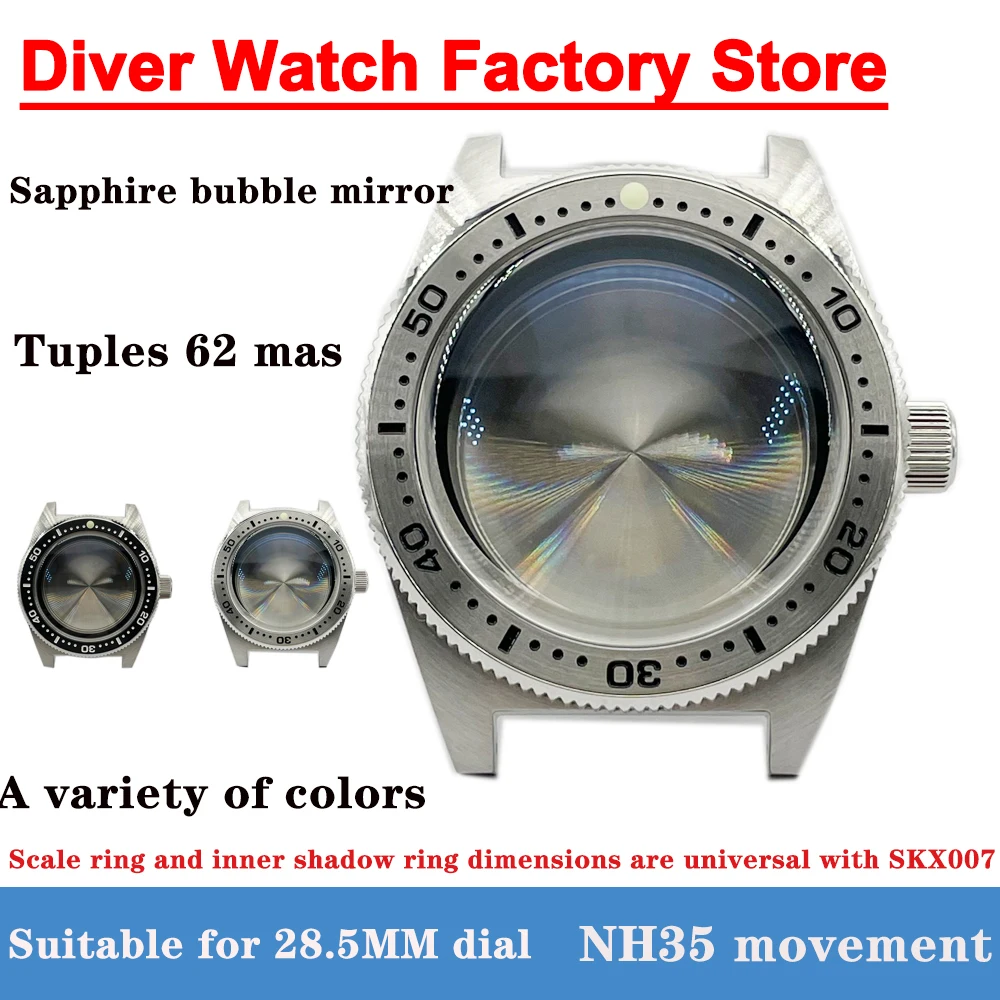 Per Seiko 62Mas Cassa Dell'Orologio Modificata Sapphire Bubble Watch Mirror 40.5Mm 200M Impermeabile Adatto Per L'Orologio Subacqueo Con Movimento Nh3
