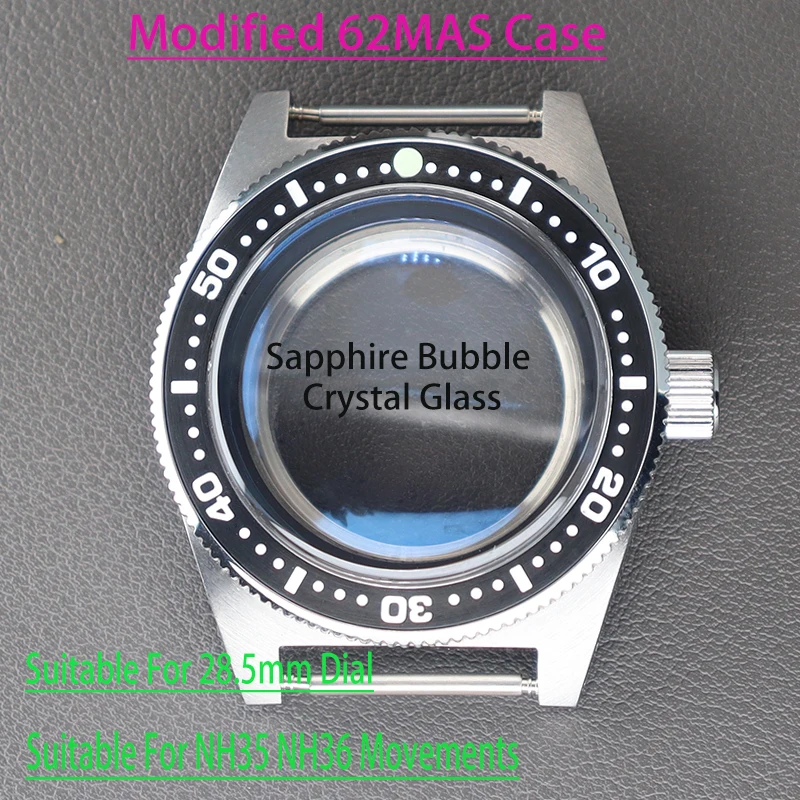 Modificato Seiko 62Mas Diving 40Mm Custodie Per Orologi Vintage Bubble Sapphire Crystal Glass Fit Nh34 Nh35 Nh36 Nh38 Movimento Quadrante Da 28.5Mm