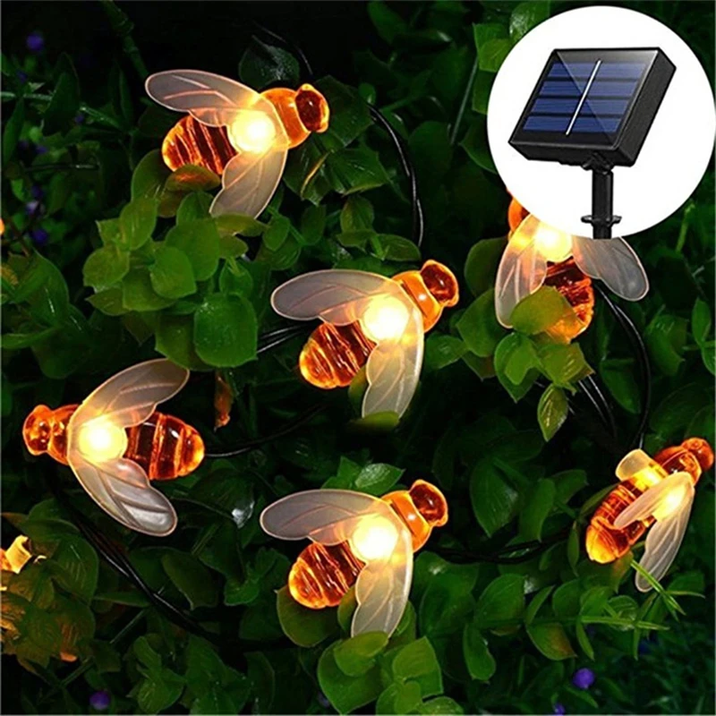 Solar Power Leds Strings Bee String Lights 20/50 Led Outdoor Waterproof Garden Patio Fence Gazebo Summer Night Light Decorations