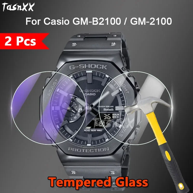 2 Pezzi Per Casio Gm-B2100 Gm-2100 Ga-2100 Smart Watch 2.5D Slim Clear / Anti Purple Light 9H Pellicola Proteggi Schermo In Vetro Temperato